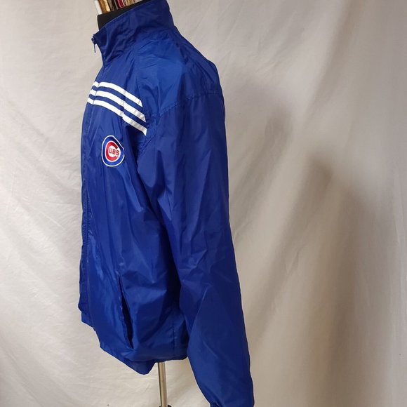 Vtg Adidas Chicago Cubs Men Large Blue Three Stripes Full Zip Windbreaker Jacket - Picture 6 of 13